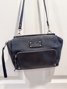 Kate Spade Baxter Street Sevilla Dark Midnight Navy Pebbled Leather Crossbody